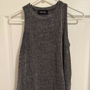 Womens Textured Fab'rik Tank Top Grey & Black Striped Size Small Sleeveless